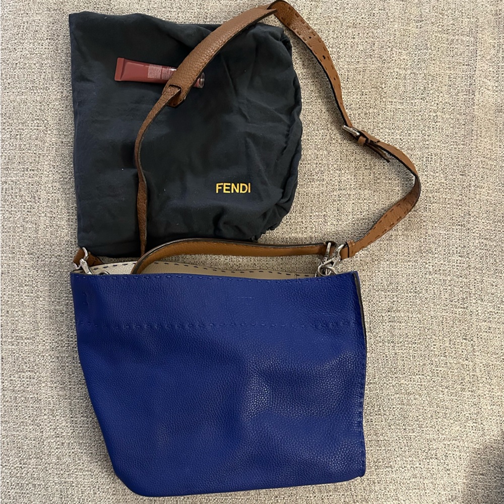 Fendi Selleria Anna Blue Leather Crossbody Bag | Luxury Designer + Strap